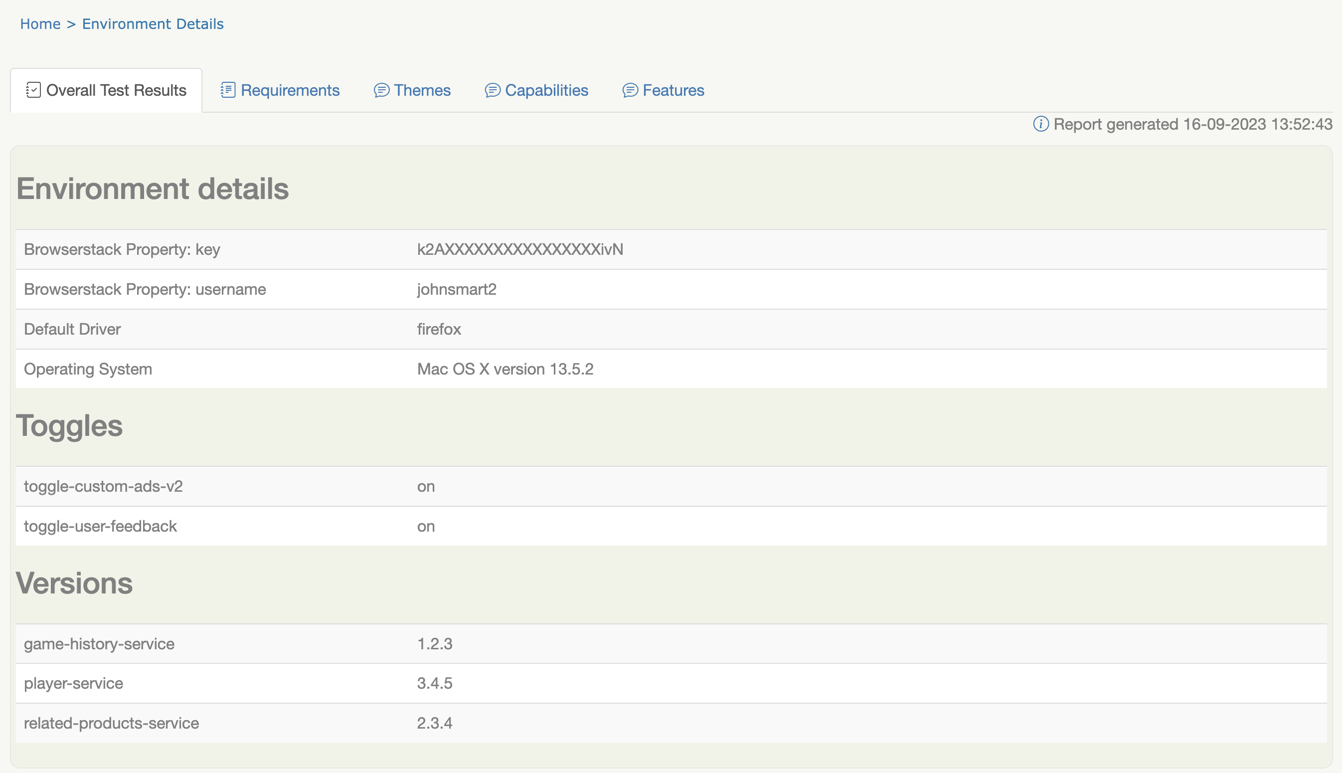 Customised Build Info details