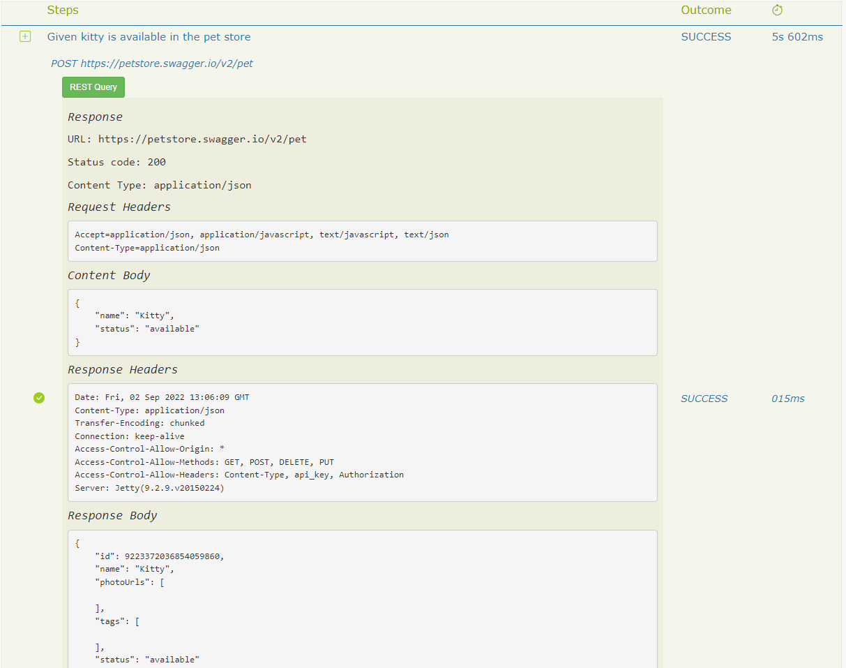 Report with HTTP requests